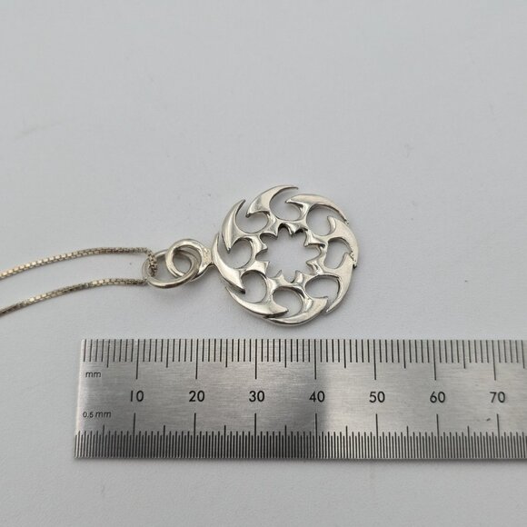 22 Inch Sterling Silver Ninja Blade Style Pendant Necklace A4339 - Picture 6 of 7